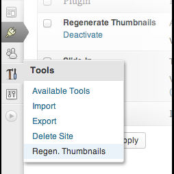 Regenerate Thumbnails находится в меню Tools