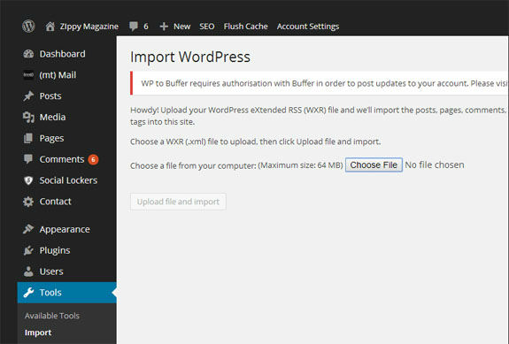 Import-page