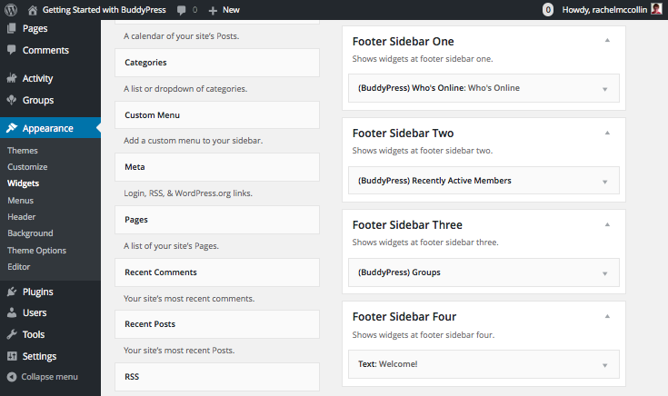 Footer Sidebar WORDPRESS. 2) Сайдбар. BUDDYPRESS docs. Плагин настройки профиля для BUDDYPRESS. Wordpress футер